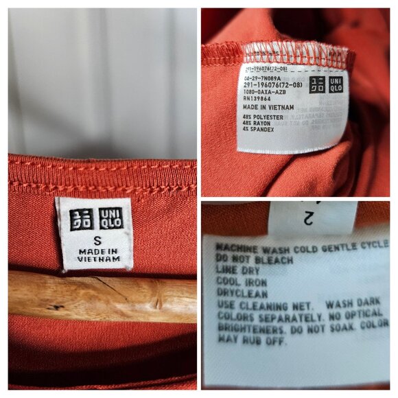 2/$35- Uniqlo Sleeveless Rust Orange A-Line/Swing Dress Women Small Minimalist - Picture 9 of 9